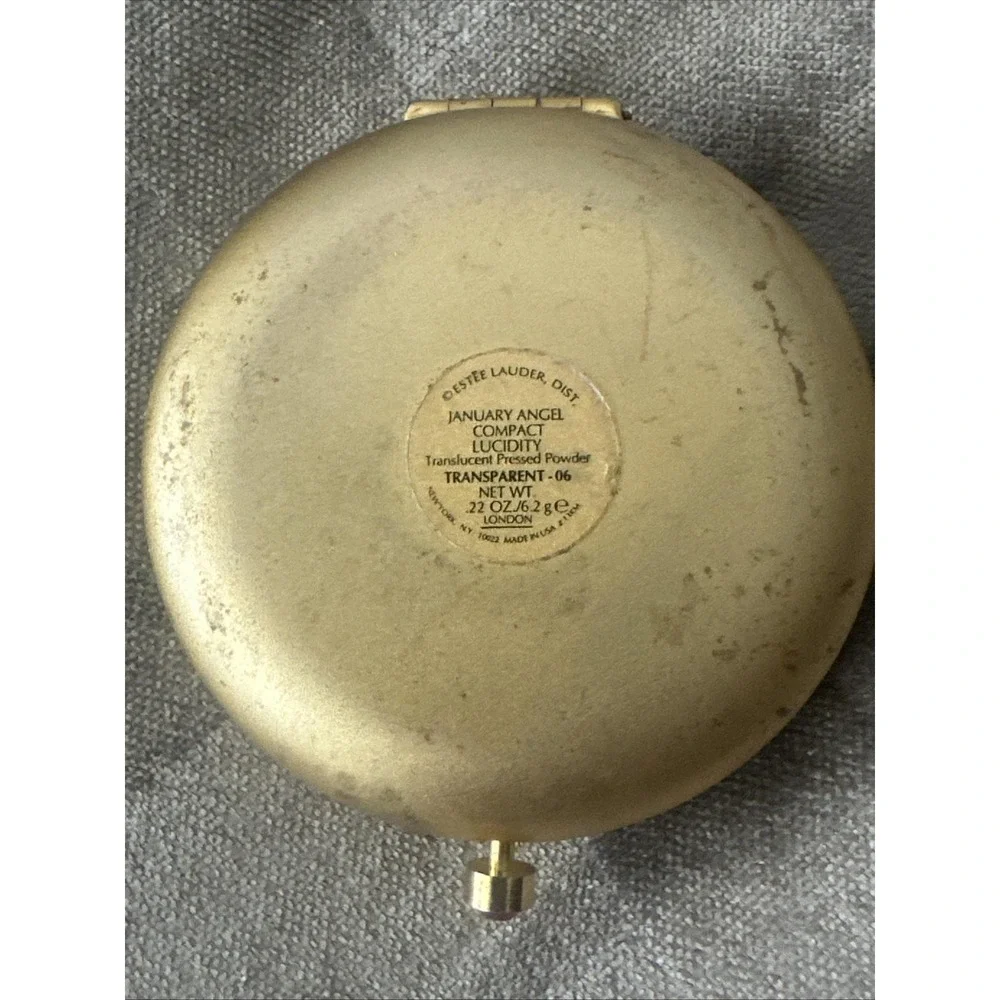 Vintage Estee Lauder January Angel Lucidity Compact Transparent 06 Powder‎ Gold